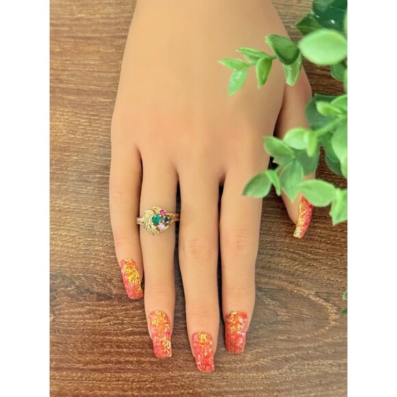 10K Gold 4-Gemstones Ring - Picture 11 of 12